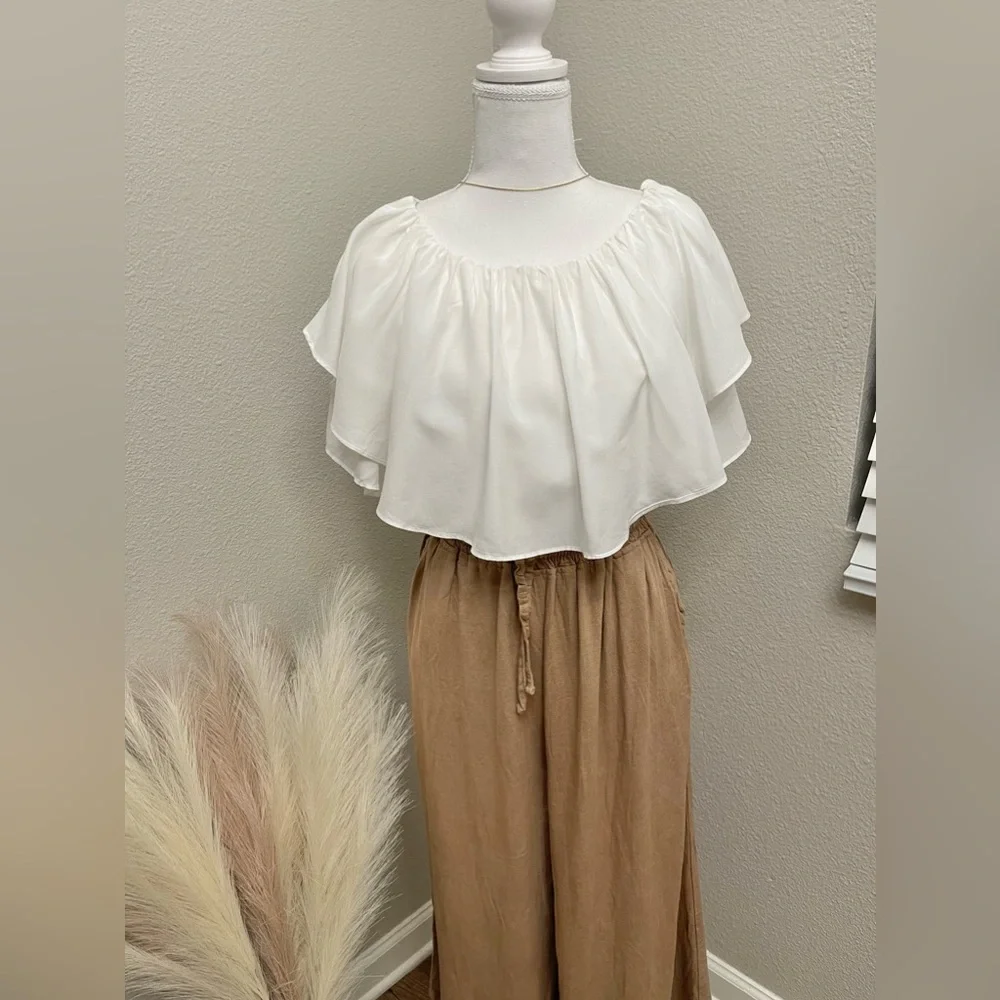New - White Ruffle Off Shoulder Top - Picture 3 of 9